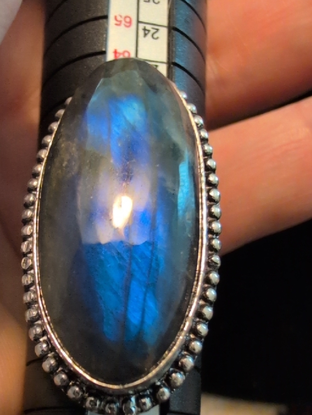 Oval Shaped Labradorite (With Blue Flashes) Ring